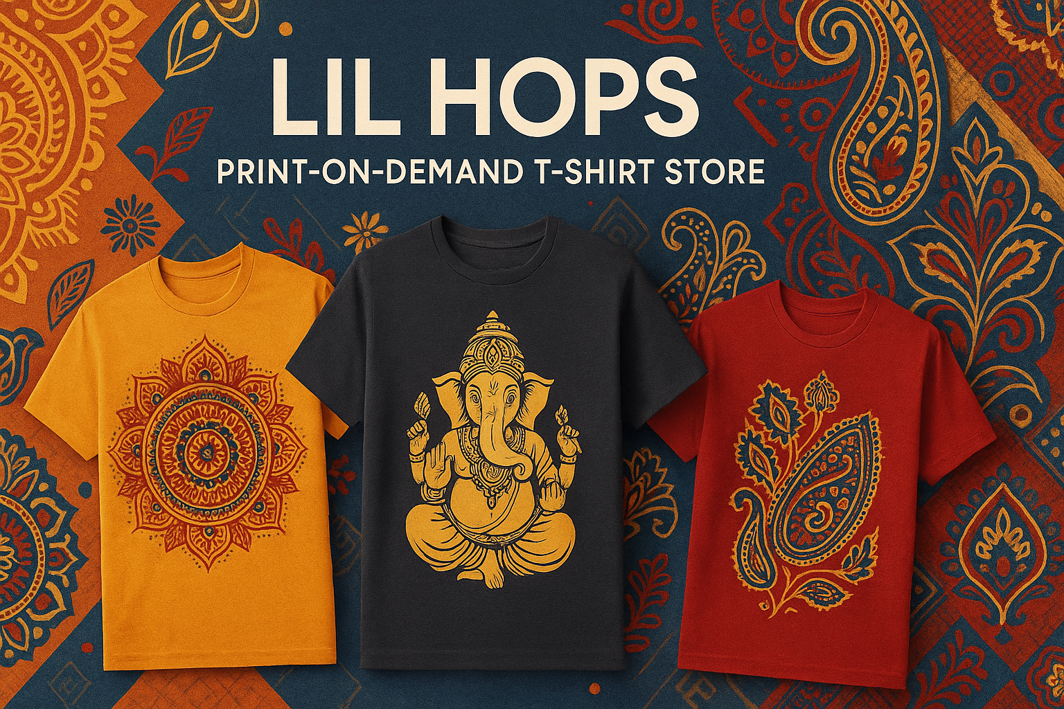 create a print on demand high quality banner for my indian print on demand tshirts shopify store store